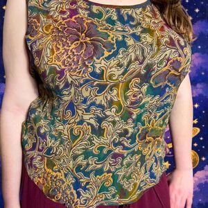 Vintage Lola P Artsy Tank Blouse Lagenlook Boho XL